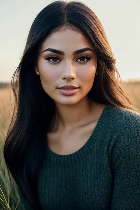 photo of beautiful (jr4mey-130:0.99), a woman in a (meadow:1.1), perfect hair, wearing (sweater), modelshoot style, (extremely detailed CG unity 8k wallpaper), professional majestic (photography by tim walker:1.1), (Sony ZV-E10 Mirrorless Camera), 24mm, exposure blend, hdr, faded, extremely intricate, High Detail, Sharp focus, dramatic, soft cinematic light, (looking at viewer), (detailed pupils), cute smile, 24mm, 4k textures, soft cinematic light, adobe lightroom, photolab, elegant, ((((cinematic look)))), soothing tones, insane details, hyperdetailed, low contrast, (sfw)