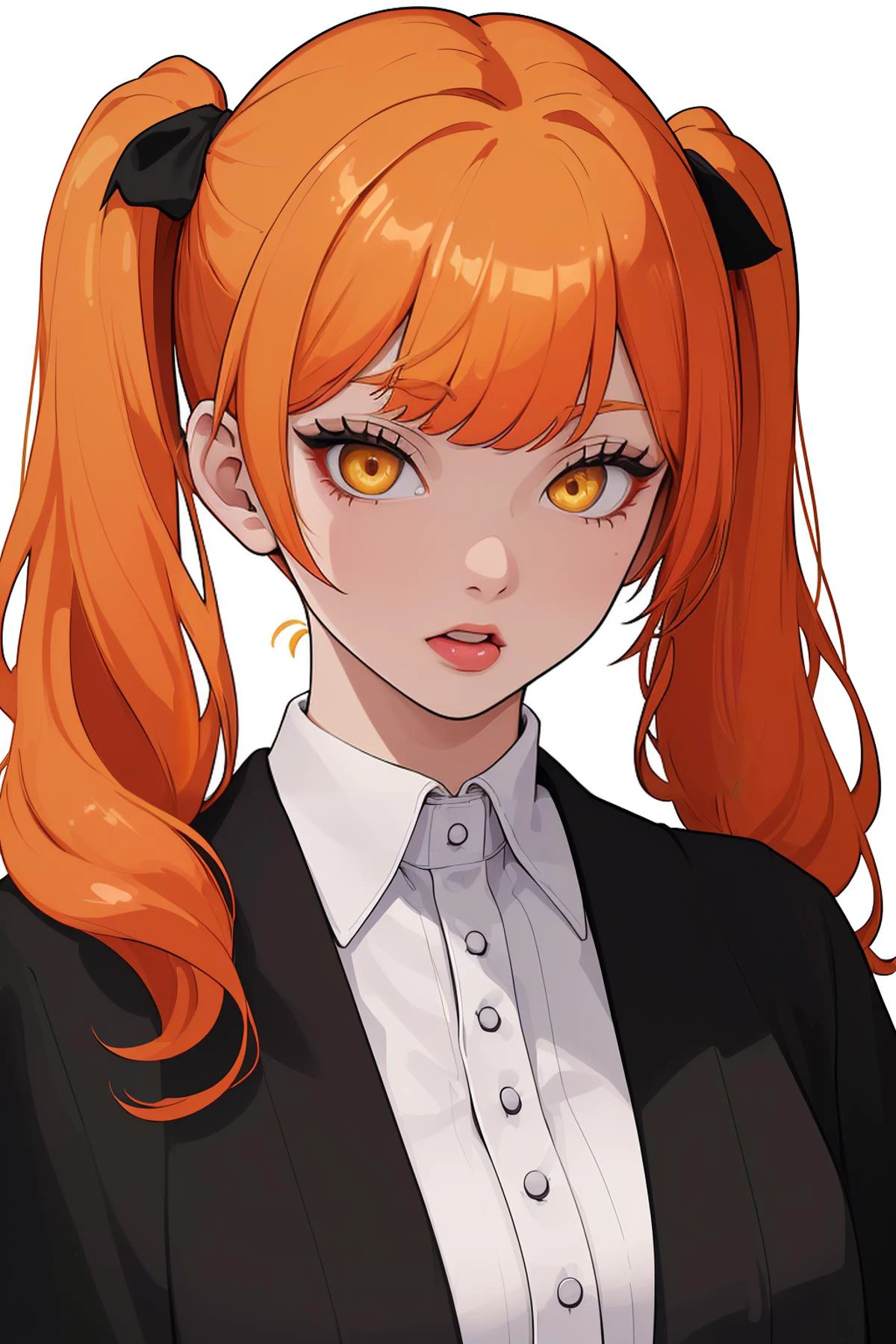 (high quality, best quality, highres, masterpiece:1.2), (modern age germany, german:1), (1girl, woman, ahegao face:1.1), (reliable preacher, wearing black robe with white collar:1), (yellow_eyes:1), (red_hair, medium_hair, twintails:1), (voluptrous body:1), (on enchanting infirmary:1.1),