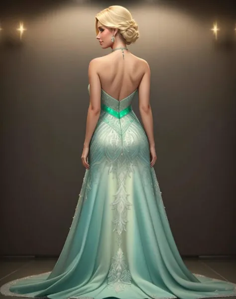 Cocktail_Dress, Masterpiece, high quality, 4K, beautiful design, shiny, from the front, award winning photo, extremely detailed, amazing, fine detail, absurdres, highly detailed blonde woman, extremely detailed eyes and face, by lee jeffries nikon d850 film stock photograph 4 kodak portra 400 camera f1.6 lens rich colors hyper realistic lifelike texture dramatic lighting unrealengine trending on artstation cinestill 800 tungsten, 1girl, solo, expressive look, (smiling seductively,puffy lips, [Elsa Jean|Sophia Loren]:1.155) HDR, highest quality, sexy dress, sharp focus, looking at viewer, facing viewer, 4k,emerald green eyes beautifully detailed,a woman in a long dress standing in a room, back view, naked back dress , wearing a Cocktail_Dress <lora:Cocktail_Dress:0.75>, upper body focus,