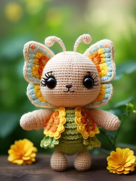 flower,BJ_Sewing_doll,butterfly,solo,looking_at_viewer,full_body,blurry,black_eyes,no_humans,blurry_background,animal,
Best quality,masterpiece,<lora:SDXL_Sewing_doll:0.7>,