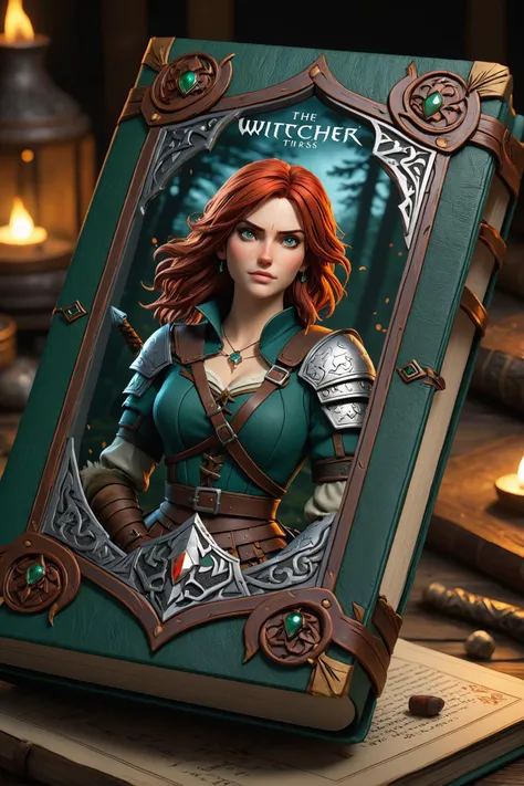 High quality, ipad style, Beautiful female dwarf with red hair on the iPad screen, concept art with runes, perfect anatomy, with ancient runes lore and magical tales, hand-drawn sketches, by yukisakura, high details,

