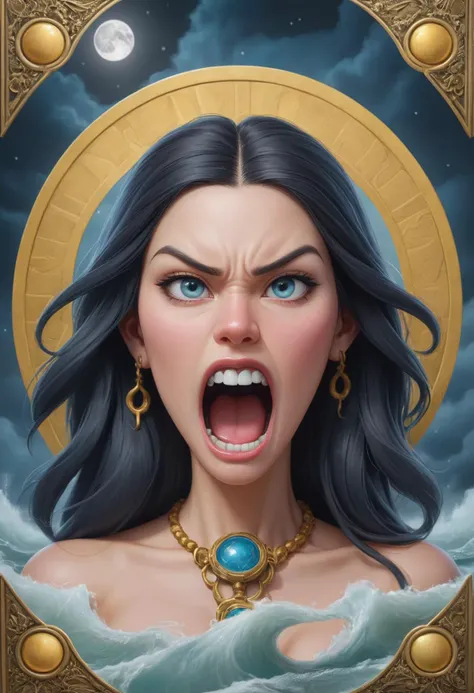 Yelling upset angry ,, Toronto ,druid
Tarot Lovecraft Madness nautical full moon symmetrical decorative tarot card border concept art Shusei Nagaoko