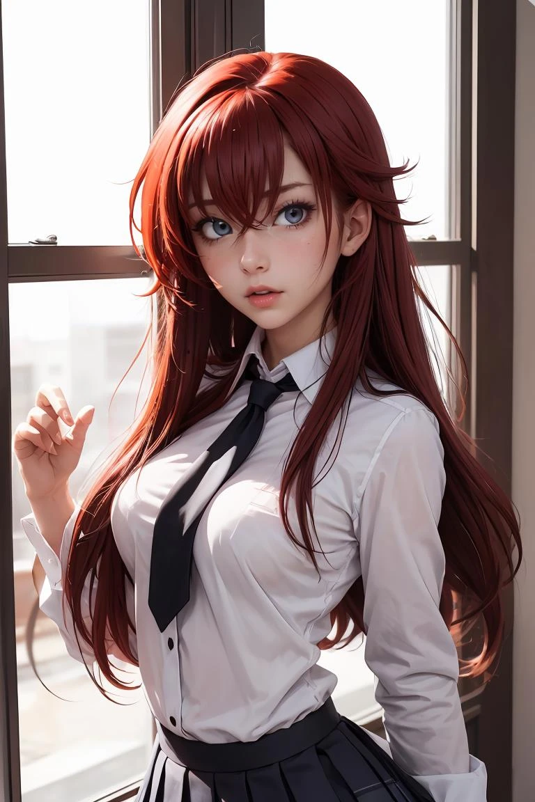 (masterpiece, best quality), 1girl, beautiful face, <lora:rias_gremory:1> rias_gremory, long hair, ahoge, hair between eyes, school uniform, pleated skirt
