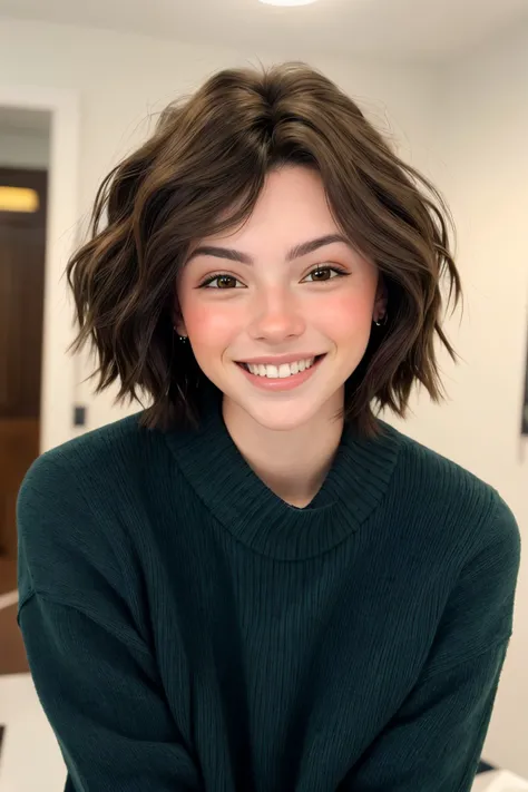 (long shot:1.4), realistic photo of <lora:sd15_SavannahRaeDemers_locon_64_v1-000006:1> SavannahRaeDemers, huge smile, hair styled as choppy shag hair