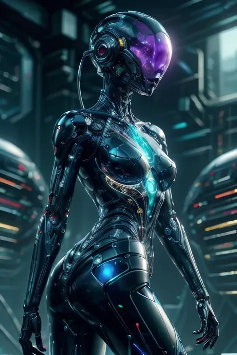 glitch style masterpiece,best quality,absurdres,high details,8K,photorealistic,at distance,cowboy shot,1girl,feminine android,<lora:GemTech:0.8>,gemtech,scifi,internal reflections,transparent,inner details,cables,wires,<lora:Concept_-_Giger-ish_Biomechanicals_v2:0.3>,hnsrdlf style,<lora:Concept_-_Giger-ish_Alien_v1:0.3>,bigbadejo alien_monster,<lora:Cyberhelmet:0.3>,cyberhelmet,helmet,cyberpunk, . digital error, distorted, cyber, detailed