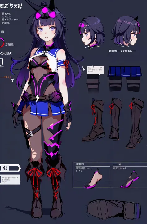 multiple views, pencil sketch, (sketch:1.25), (,small breasts,), ((no shoes)), shy, best quality, graphite \\(medium\\), ske, gradient, rainbow, note, Line draft, highres, absurdres, (ultra-detailed:1.1), (illustration:1.1), (infographic:1.2), pajamas, (all clothes configuration:1.15), (solo), perfectly drawn hands, standing, cohesive background, paper, action, (character design:1.1),
<lora:guikai-v100-000027:0.8:lbw=OUTALL>, guikai, raiden mei, 1girl, boots, purple hair, purple eyes, bangs, gloves, long hair, torn clothes, mask