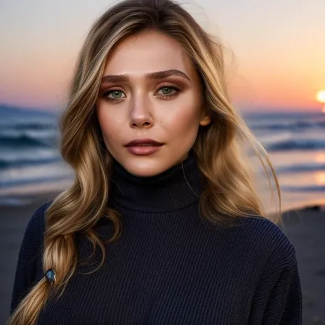 Full body of a ((unbelievably stunning)) woman outside sunset,turtleneck shirt, epic (photo, hard light, sony a7, 50 mm, matte skin, colors, hyperdetailed, hyperrealistic), ethereal, perfect face,perfect lips, <lora:eliolsen1-10:1.0>, <lora:neytiri1-10:0.05>