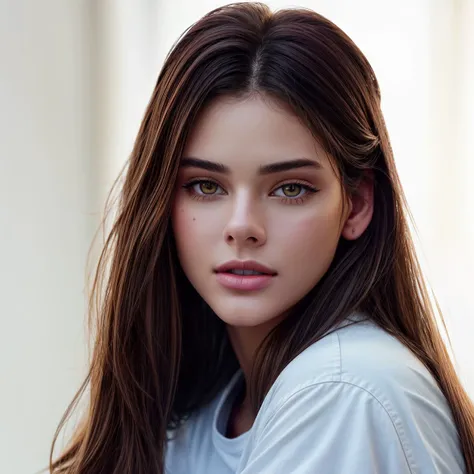 best quality, extra resolution, wallpaper, HD quality, HD, HQ, 4K, dolly short, close up of beautiful (AIDA_LoRA_LG2022:1.15) <lora:AIDA_LoRA_LG2022:0.72> in red shirt and denim skirt, [beautiful woman], pretty face, naughty, dramatic, hyper realistic, kkw-ph1, (colorful:1.1), (studio photo:1.1), (simple white background:1.1)