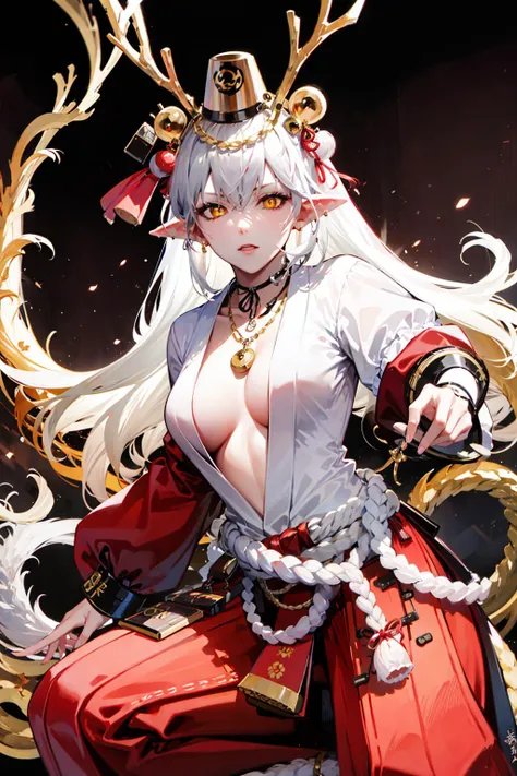 original outfit, 1girl, solo, long hair, colored sclera, japanese clothes, breasts, japanese armor <lora:suzukagozen-000008:1>,squatting cowgirl position,