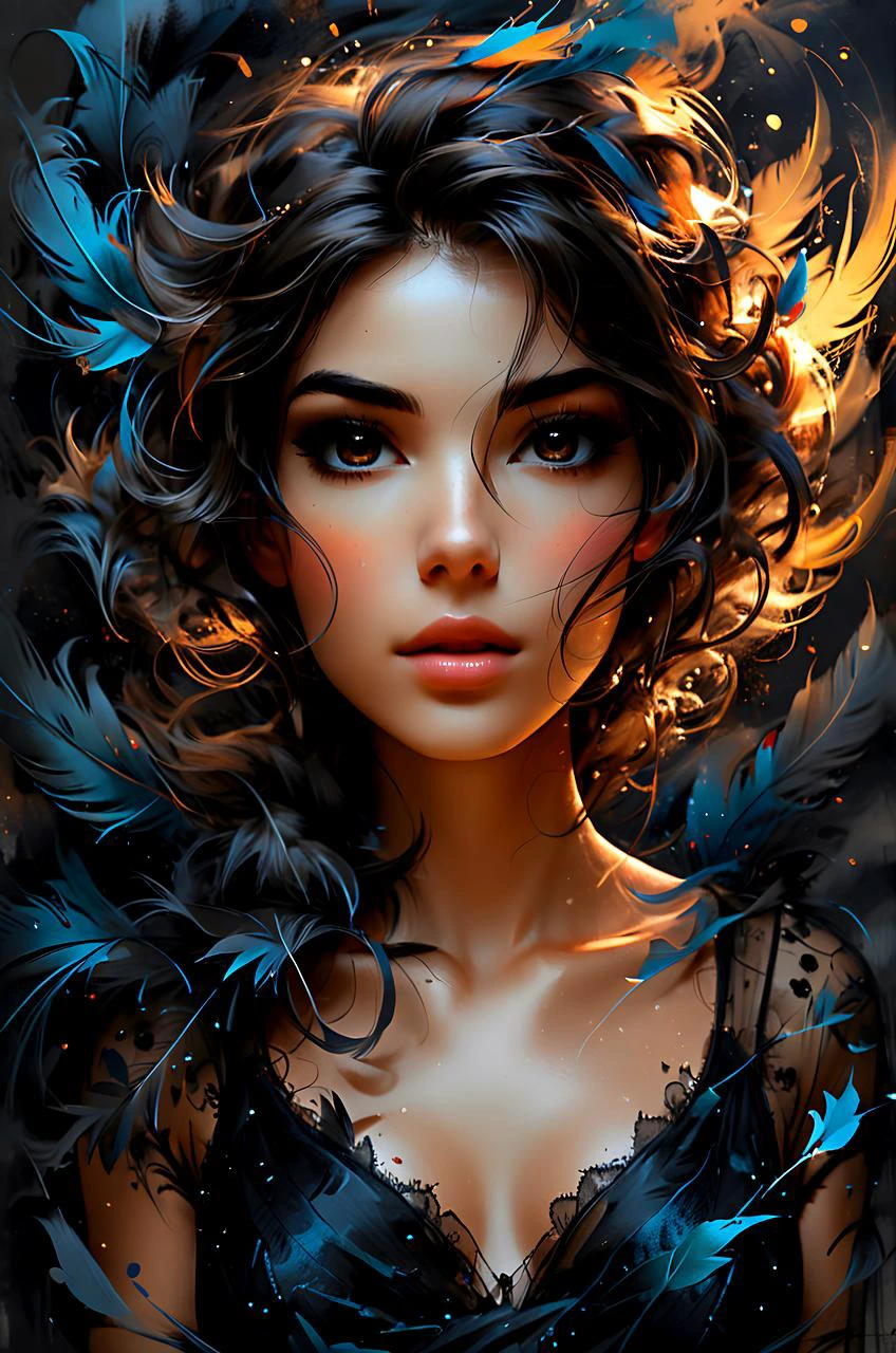 young woman, pretty face, youthful face, zavy-lqdprtrt, oil and watercolor painting, feathers cut hair style, brunette hairs, looking to the side, from below, absurdres, masterpiece, 8k, high detail, intricate, best quality, watercolor painting, vibrant, beautiful, painterly, detailed, textural, artistic, upper body, <lora:Desolation:0.2>, <lora:zavy-lqdprtrt-sdxl:0.5>
