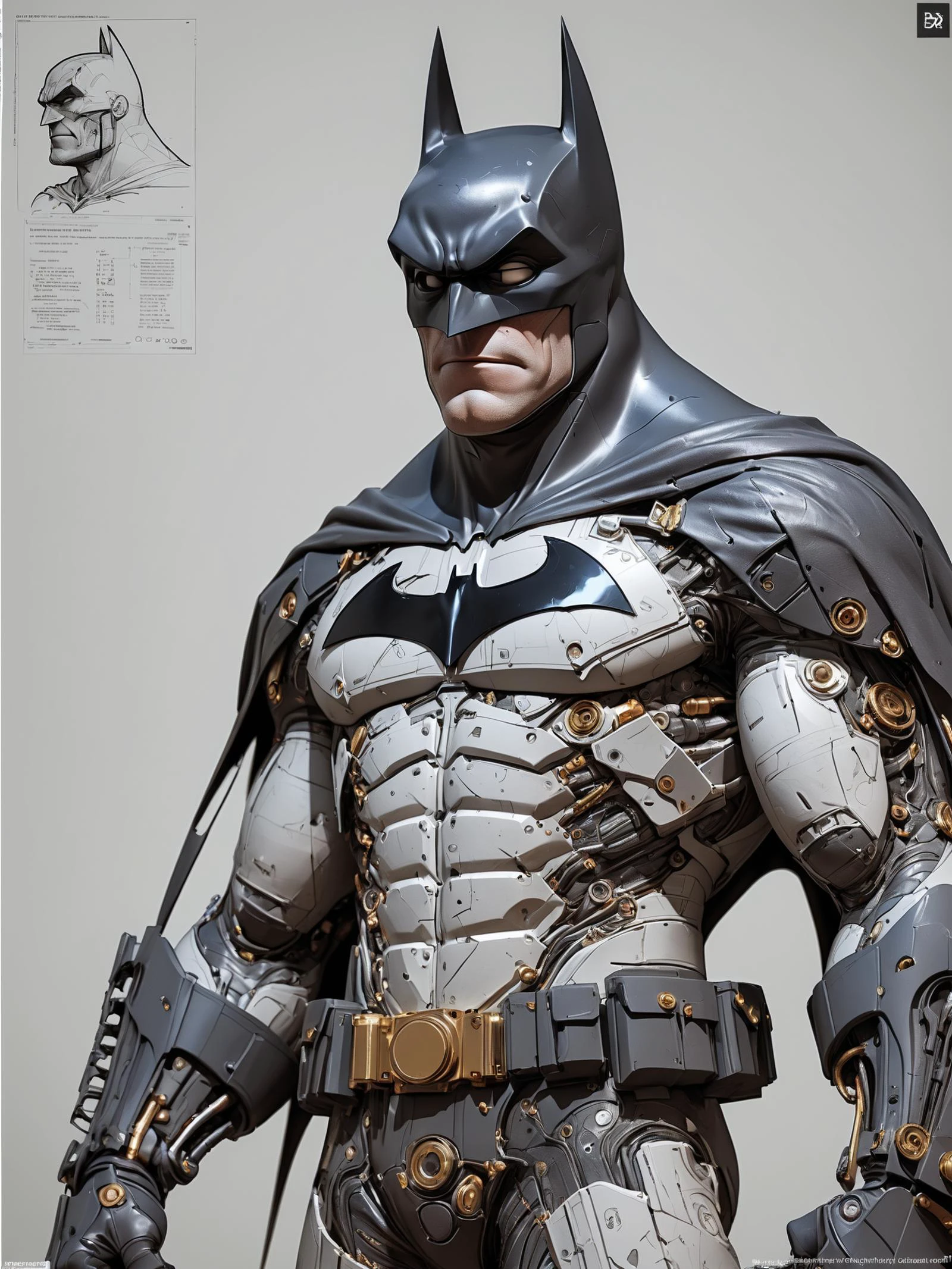 poster of a mechanical dc comics character batman, by sagrav technical Schematics viewed from front and side view on light white blueprint paper, Illustration drafting style, illustration, typography, conceptual art, dark fantasy, steampunk, 3d render, dark fantasy, cinematic, "Batman" "DC Comics", cinematic, dark fantasy, 3d render
epic action, Unreal Engine, cinematic award winning artwork, many details, extreme detailed, full of details,Wide range of colors., dramatic, Dynamic,Cinematic,Sharp details, Insane quality. Insane resolution. Insane details. Masterpiece. 32k resolution. casting shadow style, cucoloris patterned illumination, dvr-lnds-sdxl, ral-dissolve, ral-ertmsphr, ral-porcelain, ral-pxlprtcl, Niji, aidma-niji