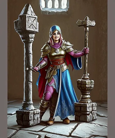 wjqhammer female cleric, castle room, illustration, <lora:wjqhammer-13:0.7>