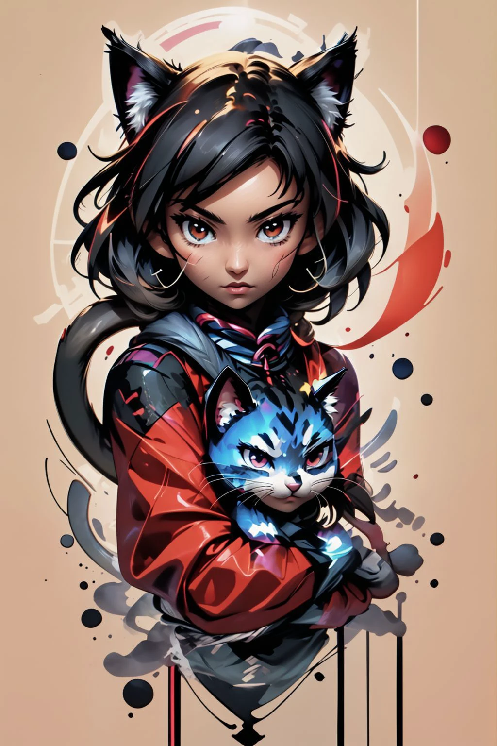 (highly detailed), 1girl. woman, aura, (cat:1.2), bj_Fault, black hair, ink <lora:ultrainstinct_v3_offset:1> <lora:Fault_art:0.8> <lora:ink-0.1-3-b28-bf16-D128-A1-1-ep64-768-DAdaptation-cosine:1>