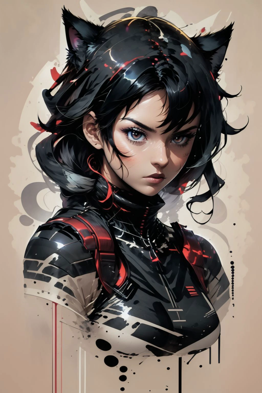 (highly detailed), 1girl. woman, aura, cat, bj_Fault, black hair, ink <lora:ultrainstinct_v3_offset:1> <lora:Fault_art:0.8> <lora:ink-0.1-3-b28-bf16-D128-A1-1-ep64-768-DAdaptation-cosine:1>