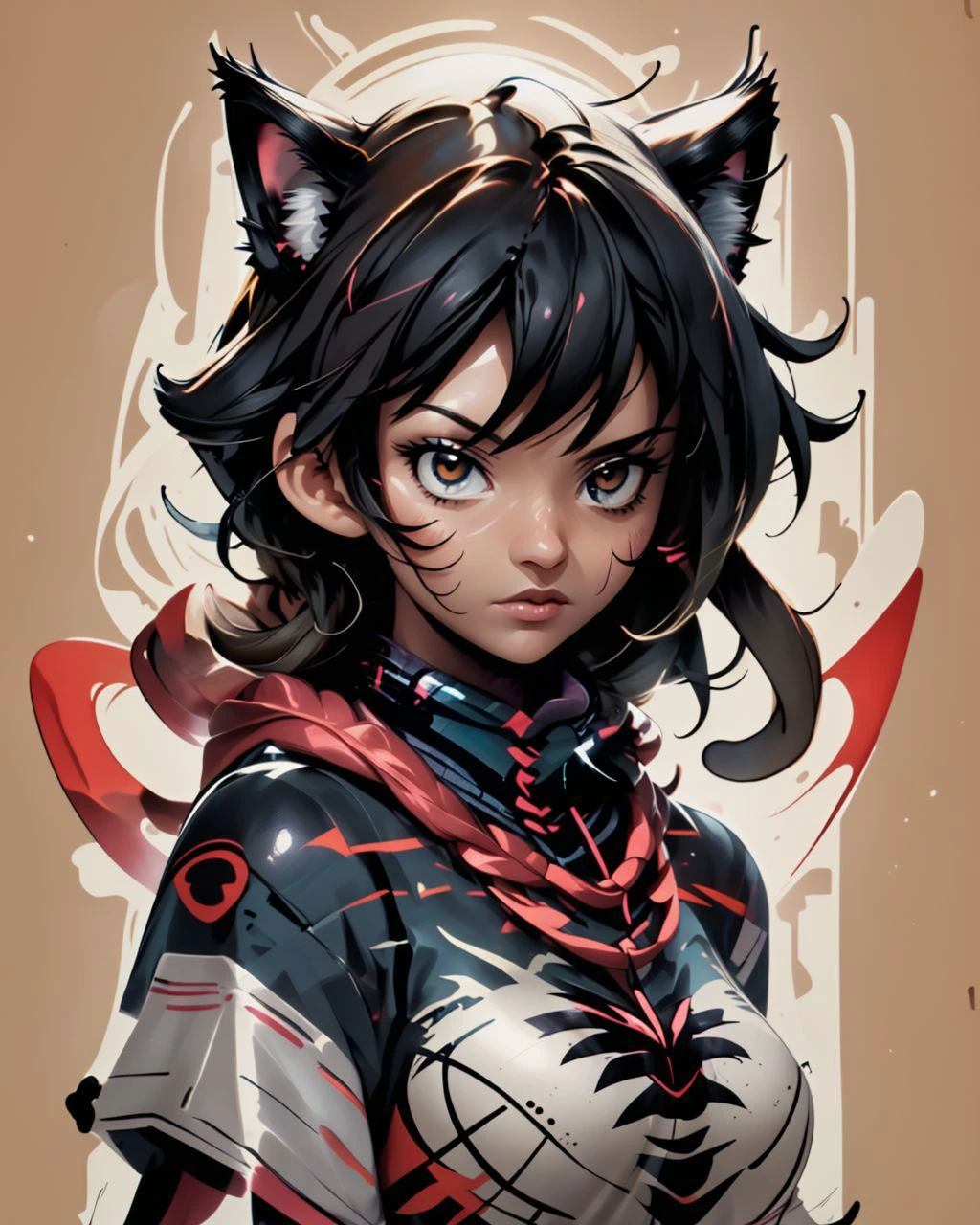 (highly detailed), 1girl. woman, aura, (cat:1.2), bj_Fault, black hair, ink <lora:ultrainstinct_v3_offset:1> <lora:Fault_art:0.8> <lora:ink-0.1-3-b28-bf16-D128-A1-1-ep64-768-DAdaptation-cosine:1>