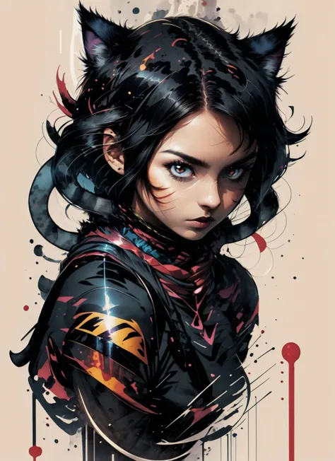 (highly detailed), 1girl. woman, aura, (cat:1.3), bj_Fault, black hair, ink <lora:ultrainstinct_v3_offset:1> <lora:Fault_art:0.8> <lora:ink-0.1-3-b28-bf16-D128-A1-1-ep64-768-DAdaptation-cosine:1>