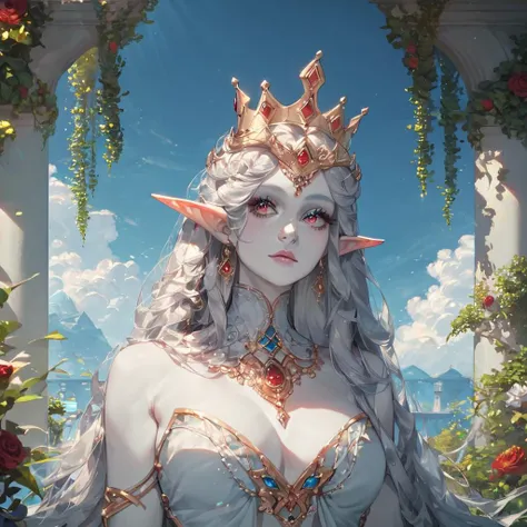 score_9, score_8_up, score_7_up, Expressiveh, ultra detailed, beautiful dark elf queen, beautiful face, crown of black marble, beautiful hair, long hair, ((pale skin)), beautiful clothes of noble vampire, cloth of kings, Masterpiece, best quality, edgQuality, <lora:Expressive_H-000001:0.8> expressiveh <lora:MixSummerSolstice Style SDXL_LoRA_Pony Diffusion V6 XL:0.7> <lora:add_detail:1>