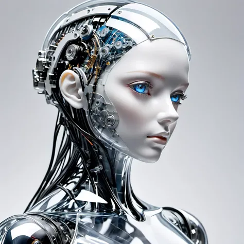 gear,Parts, transparent,a professional closeup, photo of a glass human, white background, transparent body, visible veins, highly detailed, head, upper body, breathtaking, high resolution, beautiful, highest quality, masterpiece, <lora:wanxiang:1>