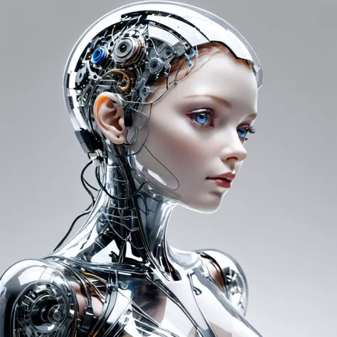 gear,Parts, transparent,a professional closeup, photo of a glass human, white background, transparent body, visible veins, highly detailed, head, upper body, breathtaking, high resolution, beautiful, highest quality, masterpiece, <lora:wanxiang:1>
