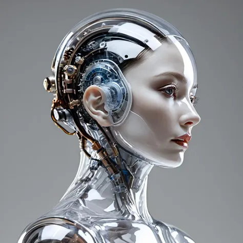 gear,Parts, transparent,a professional closeup, photo of a glass human, white background, transparent body, visible veins, highly detailed, head, upper body, breathtaking, high resolution, beautiful, highest quality, masterpiece,  <lora:wanxiang:1>