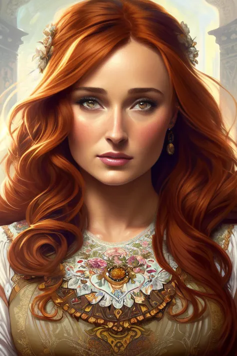 (Extreme Painting:1) of (Illustration:1.3), (extremely detailed),( octane render 8k wallpaper),(masterpiece), (best quality), (face portrait of:1.4) (A portrait photo of SopTurN3v005:1.4)+, (redhead hair:1.11), face tattoo:1.2, long redhead hair, detailed background, flowers, cute (1girl:1.40),(((dress:1.3))) (an extremely delicate and beautiful, finely detail, hyperrealistic, detailed background, ultra detailed,(attractive:1.3),lighting,thematic background, art by artgerm and rutkowski and alphonse mucha, cgsociety