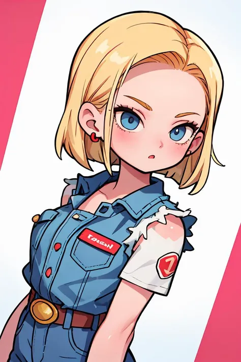 (masterpiece, best quality), 1girl, beautiful face, beautiful body, <lora:android_18:1> android18, earrings, denim, belt