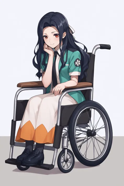 score_9, score_8_up, score_7_up, BREAK source_anime, <lora:Mayumi Saegusa-PonyXL-lora-Faxtron:0.8> mayumi saegusa, <lora:Wheelchair_XLPD:1>wheelchair, sitting,