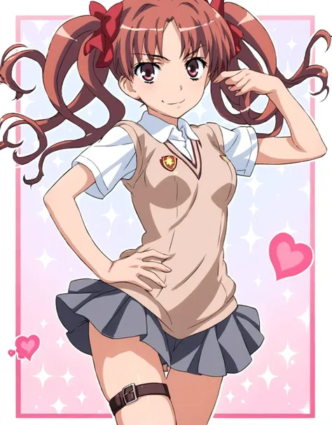 score 9, score 8 up, score 7 up, rating questionable,
detailed background,
<lora:kuroko.pony:1>,
shirai kuroko,
medium breasts, wide hips,
smirk,
school uniform, zettai ryouiki, thigh straps,