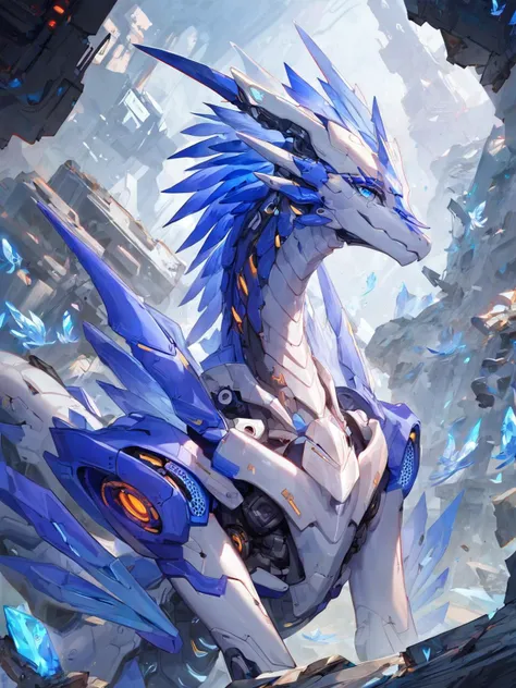 score_9,score_8_up,score_7_up,highres,,expressiveh, (Premium), oversized files, high detail, (masterpiece), mechanical prosthetics, cyberpunk, Technology, human reconstruction, advancement, mechanical enhancement, bone remodeling, (body reconstruction), rubble_ruins, (Distant Mechanical Dragon), Mechanical Creation, (Worn), (Feather), Mid Chest, Sparkling, Solo, White Dove, Beautiful Detail Sky, Beautiful Detail Eyes, Blue Crystal (Very), Mechanical Dragon,<lora:Expressive_H:0.8>