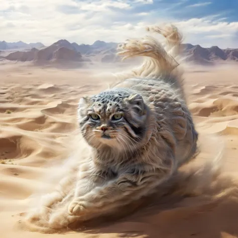 highly detailed photo of a (air elemental) floating above desert, ((s4s the pallas's cat)), ((abstract)), realistic, depth of field, blurry background, sand dunes and desert, photorealistic, cinematic photography,
<lora:RPGAirElementalXL:0.8><lora:s4sV1:1>