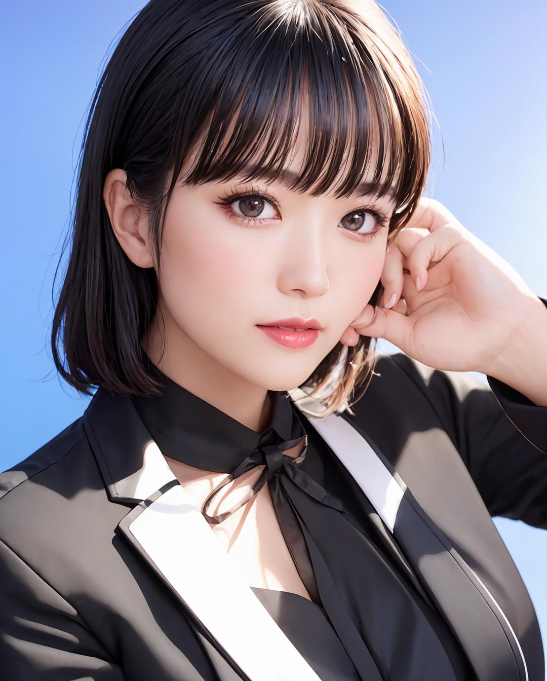 A close up of a woman in a suit posing for a picture - SeaArt AI
