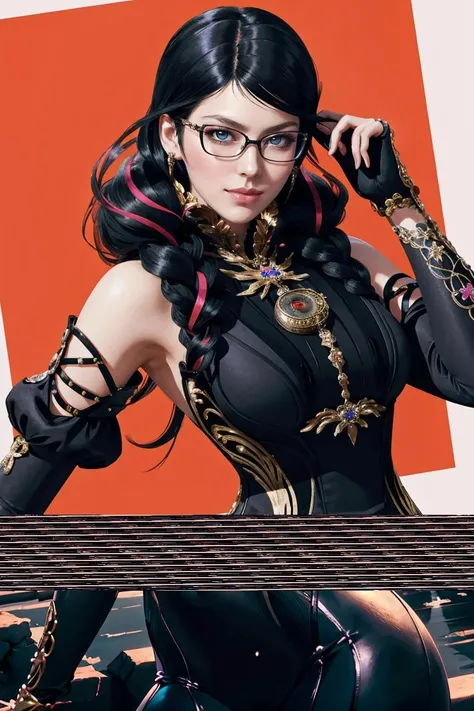 cereza,1girl, solo, breasts,glasses looking at viewer, smile, large breasts, simple background, jewelry, braid, red hair, multicolored hair, earrings, mole, twin braids, streaked hair, clothing cutout, makeup, lipstick, mole under mouth, eyeshadow (realistic:1.2), (realism), (masterpiece:1.2), (best quality), (ultra detailed), (8k, 4k, intricate),(full-body-shot:1), (85mm),light particles, lighting, (highly detailed:1.2),(detailed face:1.2), (gradients), sfw, colorful,(detailed eyes:1.2)(detailed background),detailed landscape, (dynamic angle:1.2), (dynamic pose:1.2), (rule of third_composition:1.3), (Line of action:1.2)