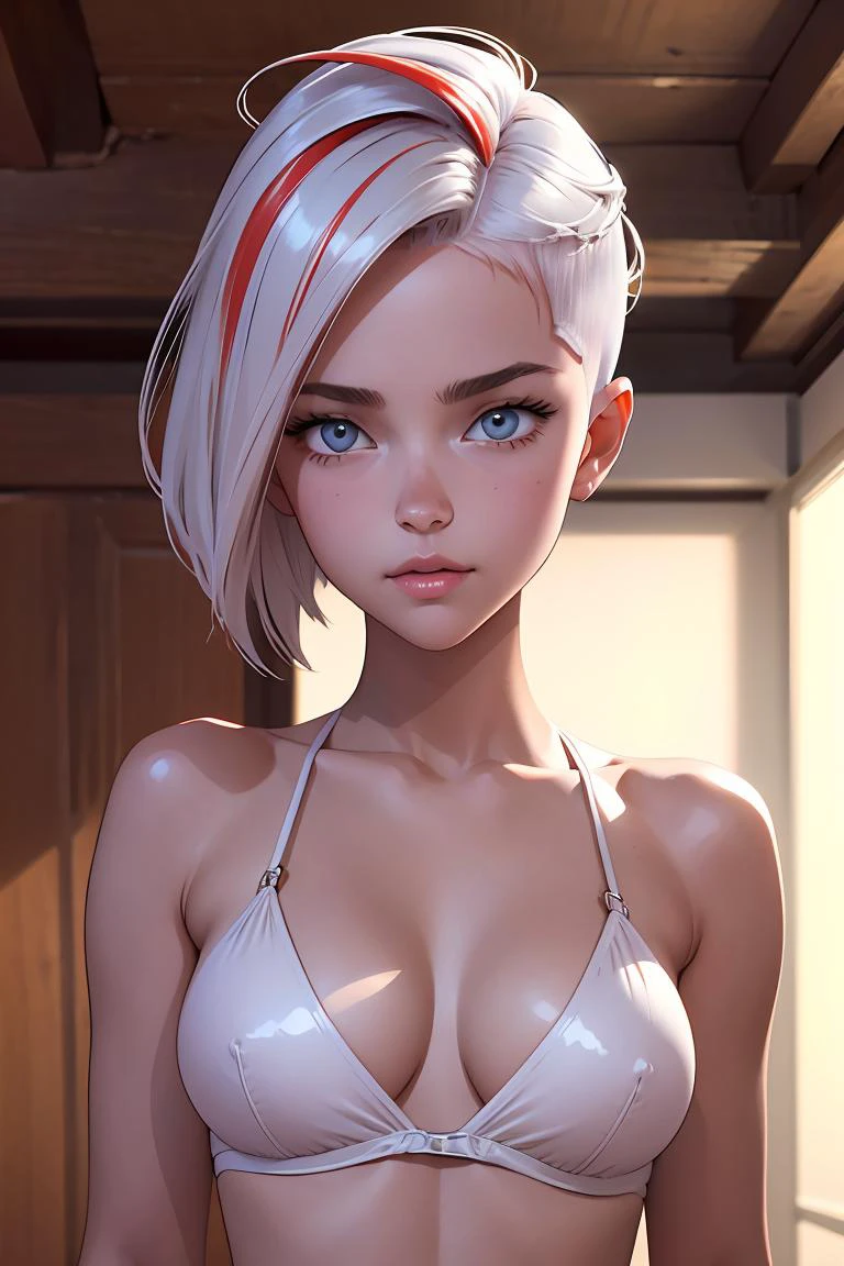 (masterpiece, best quality), 1girl, Vermilion Short Brushed Up Hair with High Fade, Size E breasts,<lora:TekuhoUlt_v3:1> tekuult