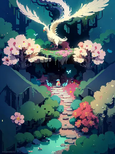 beautiful and magic forest, full of various flowers, multiple different animals and birds, <lora:Hyper Diffusion:0.8>, HLD style