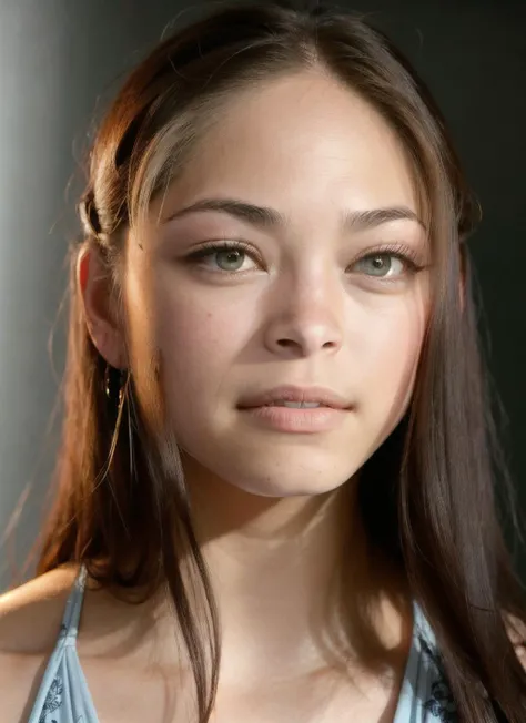 portrait of Kristin Kreuk, anger , wearing maxi dress , with gray Straight hair , background vatican city epic (photo, studio lighting, hard light, sony a7, 50 mm, matte skin, pores, colors, hyperdetailed, hyperrealistic), <lyco:Kristin Kreuk:1.1>