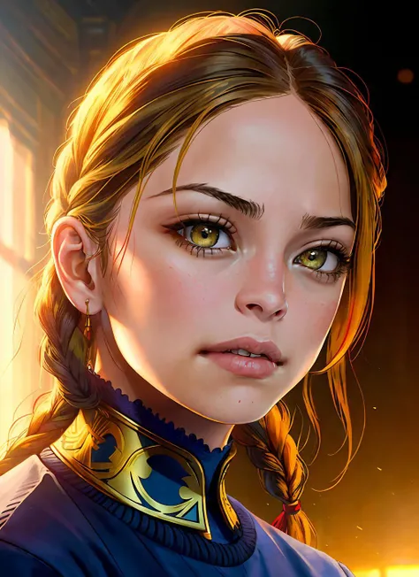 portrait of Kristin Kreuk, anger , wearing embroidered , with yellow Fishtail braid , background capitol building epic (photo, studio lighting, hard light, sony a7, 50 mm, matte skin, pores, colors, hyperdetailed, hyperrealistic), <lyco:Kristin Kreuk:1.1>