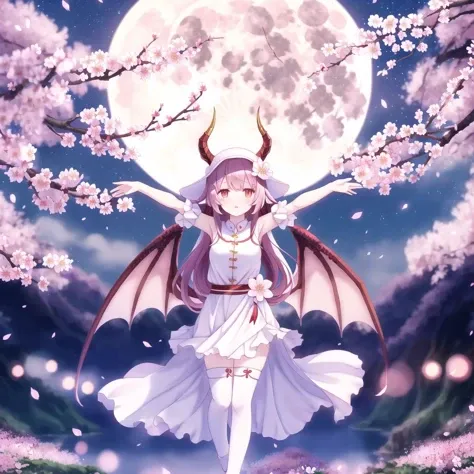 <lora:dragongirl-1_dragongirl-2__dragongirl-3_dragongirl-4--retro_ham_avas_jun_rifl--09-01:1.2>, 


(dragon girl:1.0), dragon horns, (dragon tail:1.0), (dragon wings:1.0),

(full body:1.0),


blurry, cherry blossoms, depth of field, flower, full moon, hands clasped, hat, highres, long hair, moon, multiple girls, night, odd one out, outstretched arms, spread arms