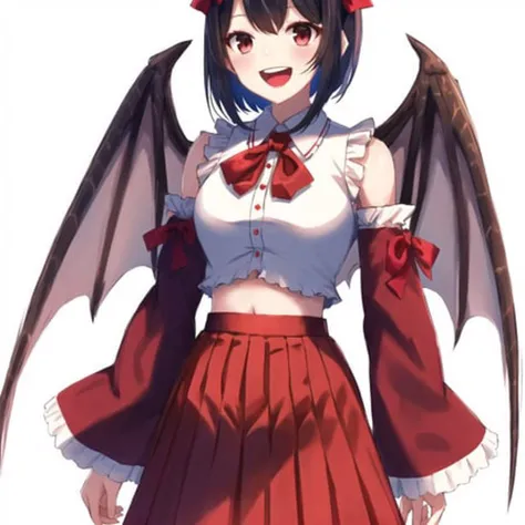 <lora:dragongirl-1_dragongirl-2__dragongirl-3_dragongirl-4--retro_ham_avas_jun_rifl--09-01:1.0>, 


(dragon girl:1.0), dragon horns, dragon tail, dragon wings,

(full body:1.0),

scales,

1girl, :d, ascot, bangs, black eyes, black hair, blush, bow, cowboy shot, detached sleeves, eyebrows visible through hair, frills, gohei, hair bow, hair tubes, highres, holding, looking at viewer, miz \(mizillustration\), navel, open mouth, red bow, red skirt, ribbon-trimmed sleeves, ribbon trim, sidelocks, skirt, skirt set, smile, solo, wide sleeves