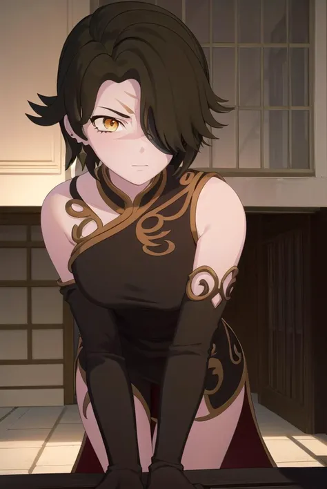 cinderfall, <lyco:cinderfall-lyco-nochekaiser:1>,
cinder fall, short hair, black hair, (yellow eyes:1.5),
BREAK gloves, dress, jewelry, earrings, black gloves, elbow gloves, (hair over one eye:1.5), tattoo, scar, chinese clothes, red dress, china dress,
BREAK indoors,
BREAK looking at viewer, (cowboy shot:1.5),
BREAK <lyco:GoodHands-beta2:1>, (masterpiece:1.2), best quality, high resolution, unity 8k wallpaper, (illustration:0.8), (beautiful detailed eyes:1.6), extremely detailed face, perfect lighting, extremely detailed CG, (perfect hands, perfect anatomy),