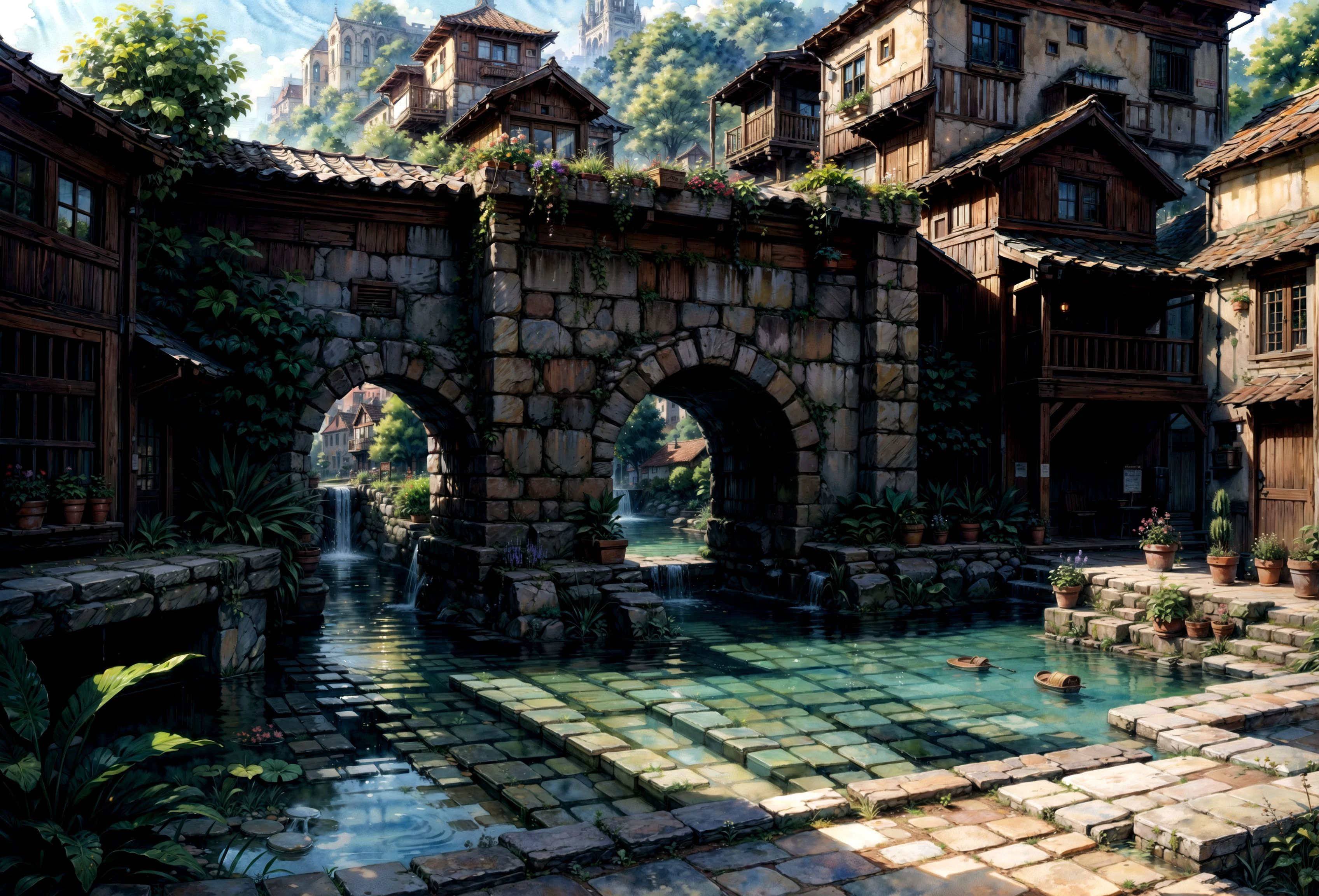 Beautiful happy picturesque charming solarpunk cultur town, city_square in harmony with nature. Beautiful light. Water and plants. Nice colour scheme, soft warm colour. Beautiful detailed watercolor by Lurid. (2022) ,
<lora:add_detail:1> <lora:epi_noiseoffset2:1>