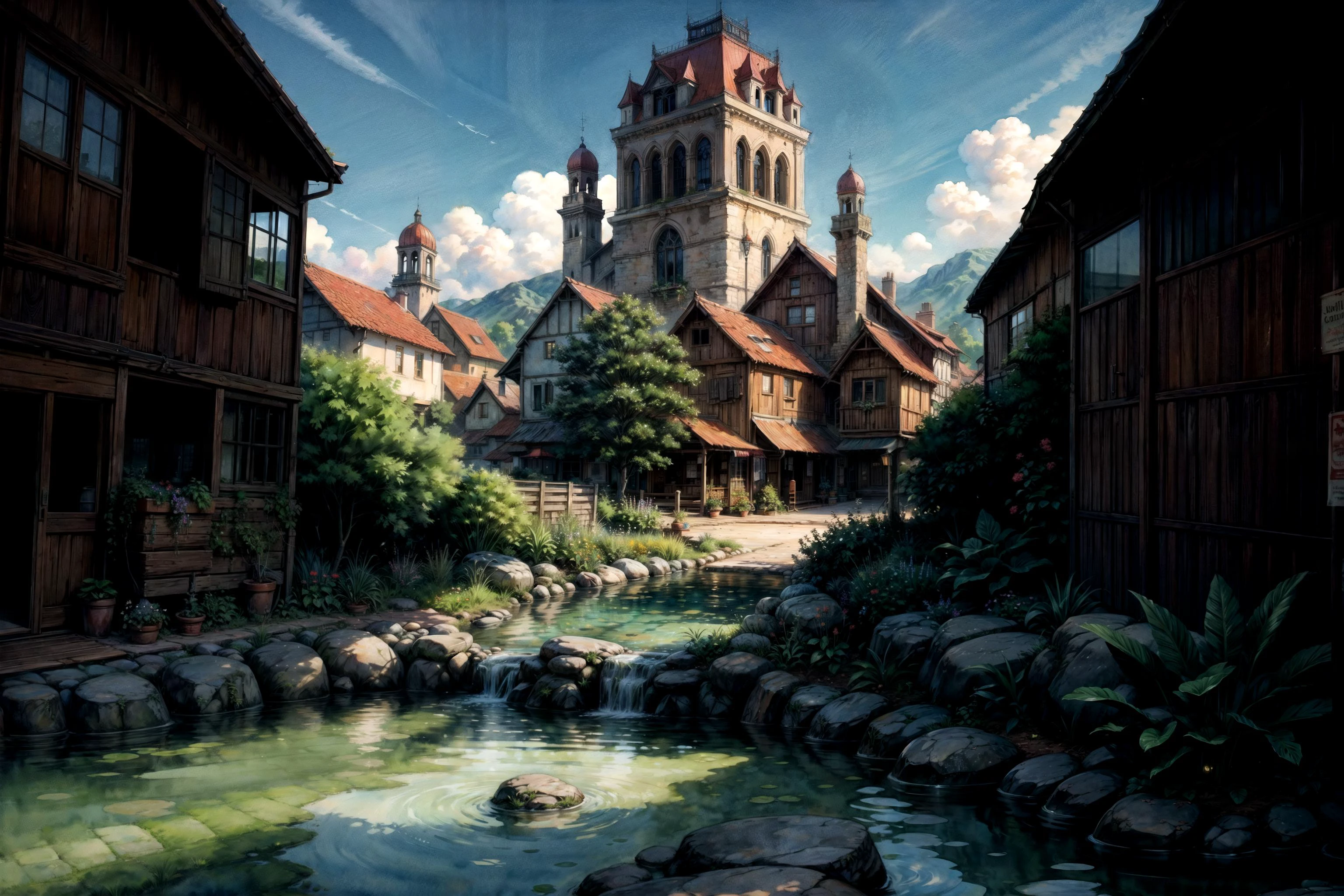 Beautiful happy picturesque charming solarpunk cultur town, city_square in harmony with nature. Beautiful light. Water and plants. Nice colour scheme, soft warm colour. Beautiful detailed watercolor by Lurid. (2022) ,
<lora:add_detail:1> <lora:epi_noiseoffset2:1>