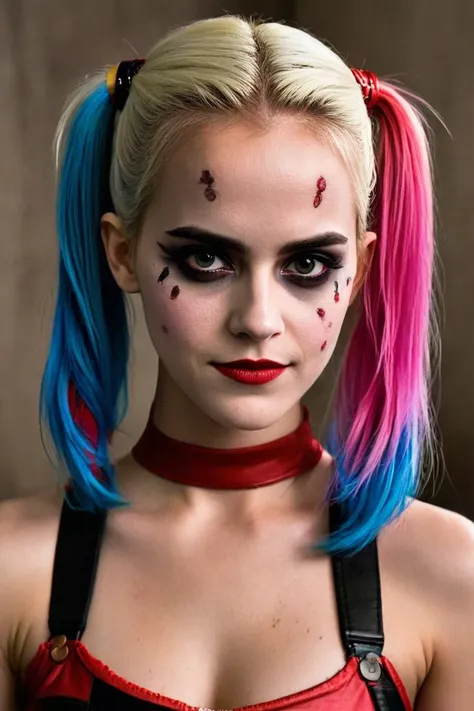 raw photo, Emma Watson as Harley Quinn