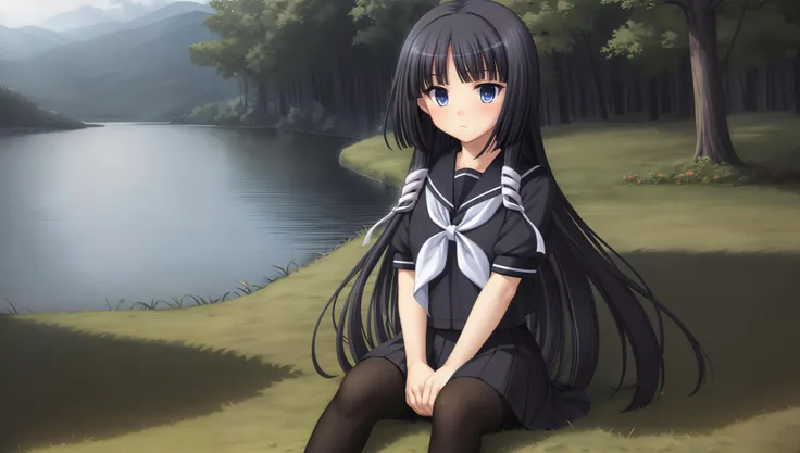 minakami sakuya,1girl,twintails,long hair,black hair,hair ribbon,<lora:sakuyaNAI2.0:0.5>,