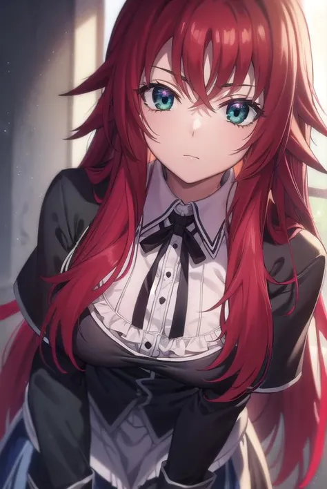 riasgremory, <lora:rias gremory anime s1-lora-nochekaiser:1>,
rias gremory, huge ahoge, long hair, hair between eyes, (green eyes:1.3), red hair,
BREAK shirt, ribbon, school uniform, white shirt, black ribbon, neck ribbon, capelet, black capelet, long sleeves, skirt, red skirt,
BREAK indoors, classroom,
BREAK looking at viewer, (cowboy shot:1.5),
BREAK <lyco:GoodHands-beta2:1>, (masterpiece:1.2), best quality, high resolution, unity 8k wallpaper, (illustration:0.8), (beautiful detailed eyes:1.6), extremely detailed face, perfect lighting, extremely detailed CG, (perfect hands, perfect anatomy),