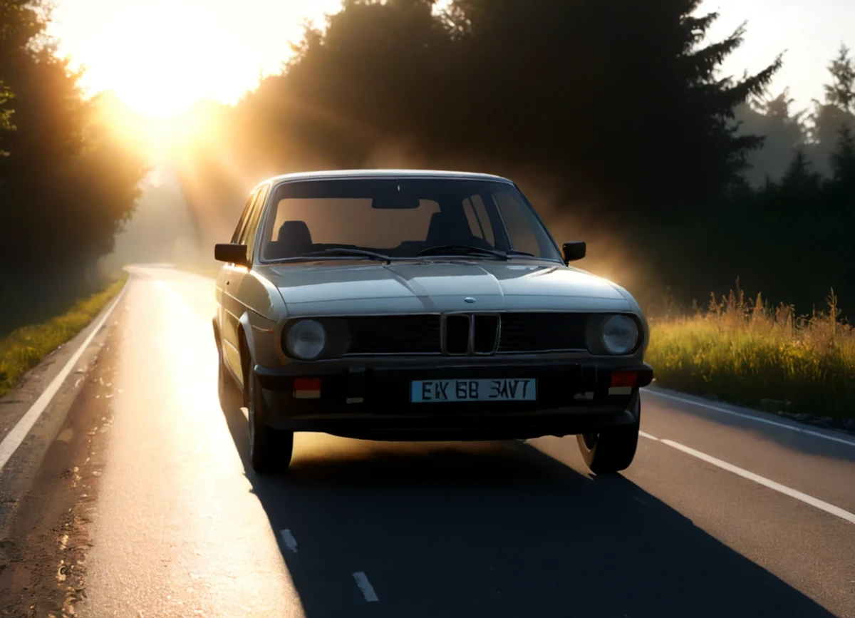 Car <lora:general_vehicle:1.0> on a road,
outside, nasty,
nature at background, professional, realistic, high quality,
Bright sun with haze,