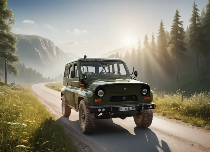 obc19 SUV <lora:19_vehicle_obc19:1.0> on a road, 
outside, gigantic,
nature at background, professional, realistic, high quality,
Bright sun with haze, <lora:general_vehicle:-0.20>