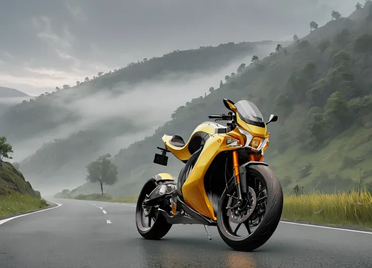 obc06 Motorcycle <lora:06_vehicle_obc06:1.0> on a road,
outside, cloudy,
nature at background, professional, realistic, high quality,
Misty morning with dew, <lora:general_vehicle:-0.10>
