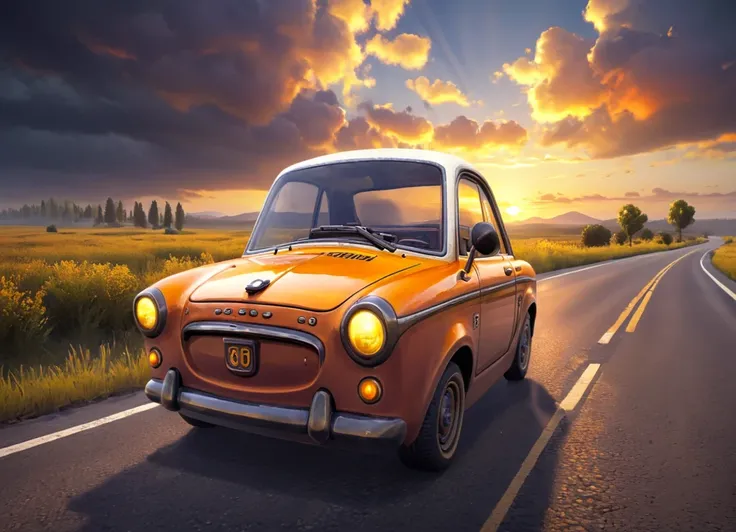 obc04 Car <lora:04_vehicle_obc04:1.0> on a road,
outside, gigantic,
nature at background, professional, realistic, high quality,
Sunset with scattered clouds, <lora:general_vehicle:-0.10>