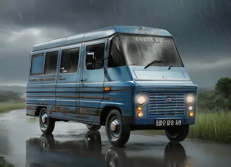 obc08 Van <lora:08_vehicle_obc08:1.0> on a road,
outside, sophisticated,
nature at background, professional, realistic, high quality,
Torrential rain and thunder, <lora:general_vehicle:-0.05>