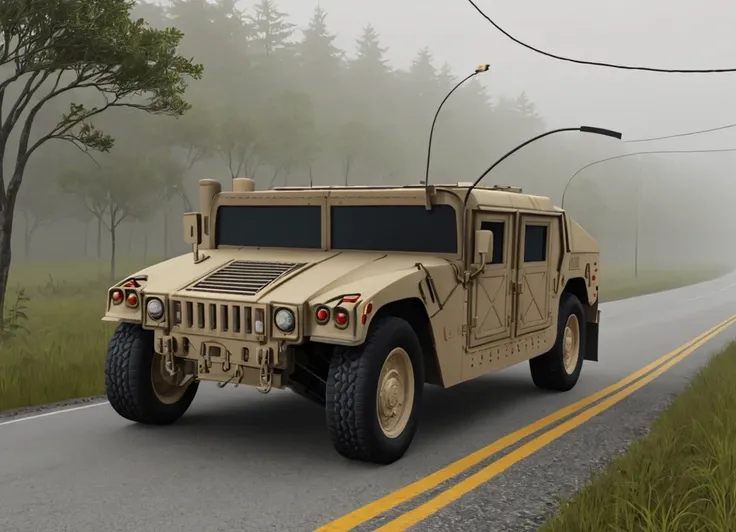 obc25 Humvee <lora:25_vehicle_obc25:1.0> on a road,
outside, illuminated,
nature at background, professional, realistic, high quality,
Overcast with fog patches, <lora:general_vehicle:-0.25>